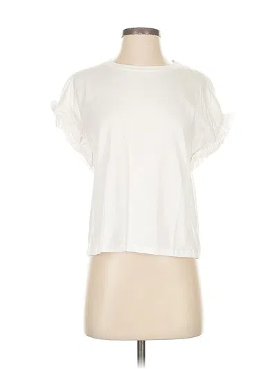 Pre-owned Zara Short Sleeve Top White Ruffles Neckline Tops