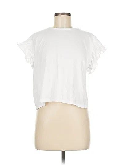 Pre-owned Zara Short Sleeve Top White Ruffles Neckline Tops