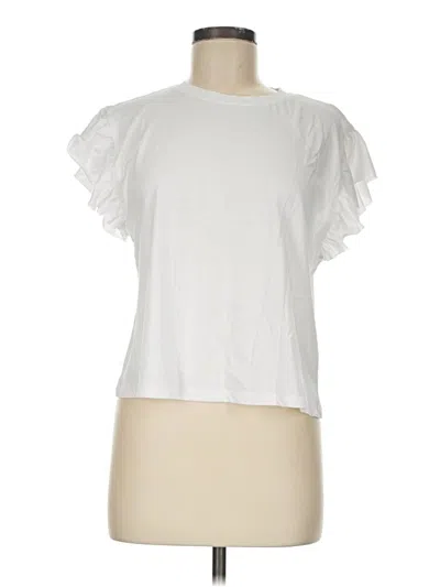Zara Short Sleeve Top White Ruffles Neckline Tops