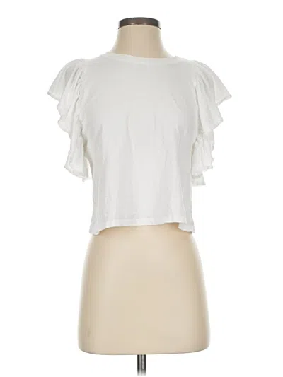 Pre-owned Zara Short Sleeve Top White Ruffles Neckline Tops