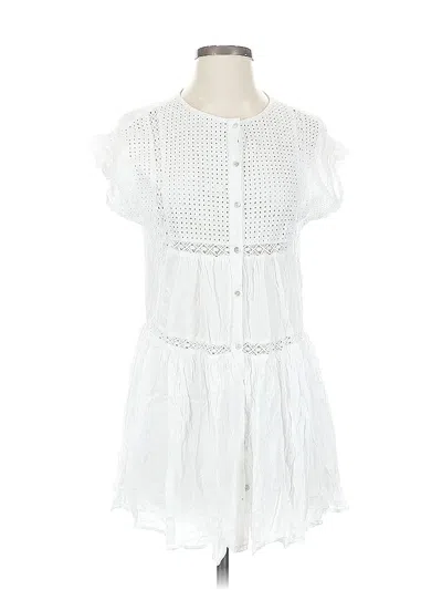 Pre-owned Zara Short Sleeve Top White Square Neckline Tops