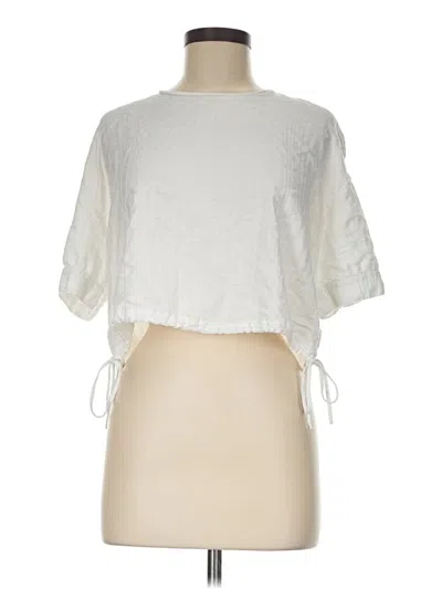 Pre-owned Zara Short Sleeve Top White Square Neckline Tops