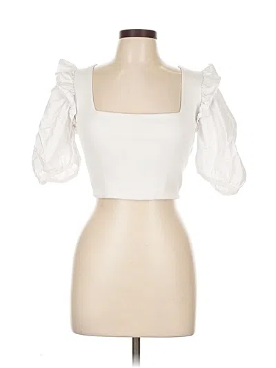 Pre-owned Zara Short Sleeve Top White Sweetheart Neckline Tops