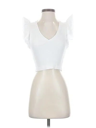 Pre-owned Zara Short Sleeve Top White Sweetheart Neckline Tops