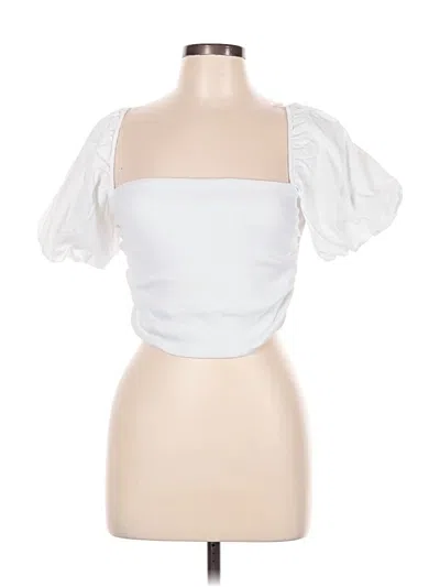 Pre-owned Zara Short Sleeve Top White Sweetheart Neckline Tops