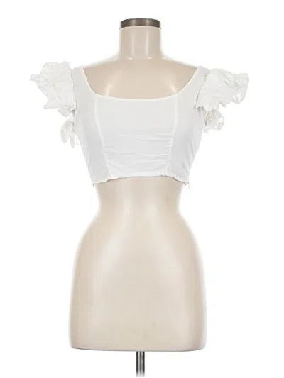 Pre-owned Zara Short Sleeve Top White Sweetheart Neckline Tops