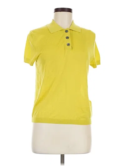 Pre-owned Zara Short Sleeve Top Yellow Collared Neckline Tops