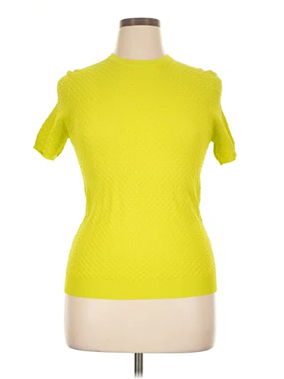 Pre-owned Zara Short Sleeve Top Yellow Mock Neckline Tops