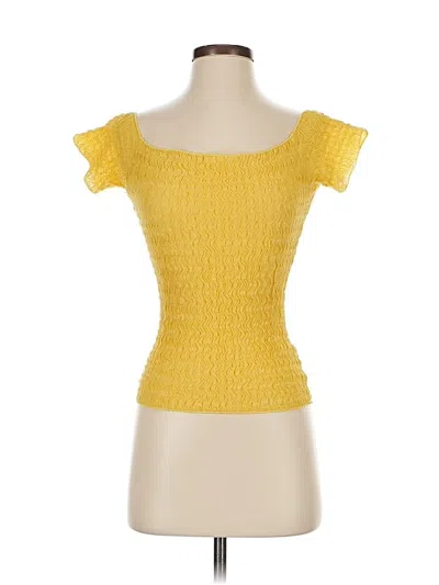 Zara Short Sleeve Top Yellow Sweetheart Neckline Tops