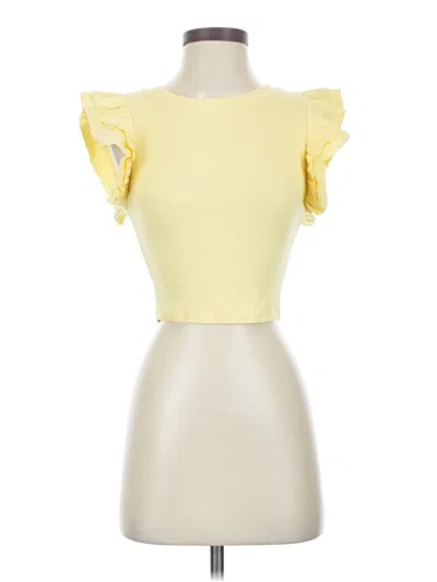 Pre-owned Zara Short Sleeve Top Yellow Sweetheart Neckline Tops