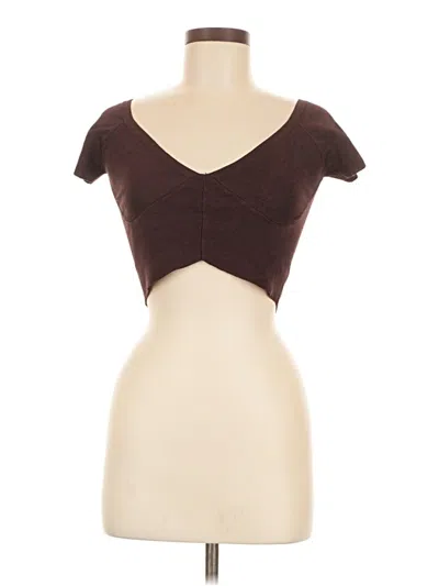 Pre-owned Zara Short Sleeve T-shirt In Brown