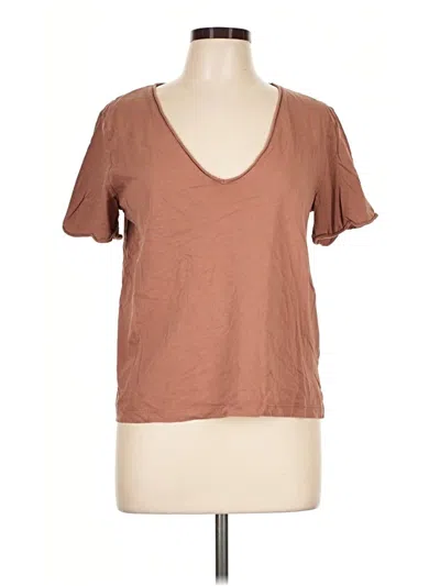 Pre-owned Zara Short Sleeve T-shirt In Brown