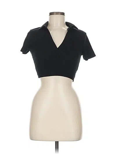 Pre-owned Zara Short Sleeve Turtleneck In Black