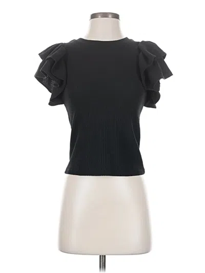 Pre-owned Zara Short Sleeve Turtleneck In Black
