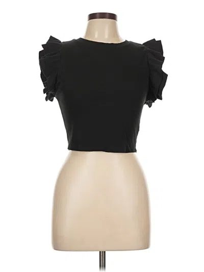 Pre-owned Zara Short Sleeve Turtleneck In Black