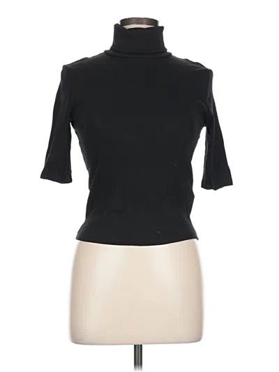 Pre-owned Zara Short Sleeve Turtleneck In Black