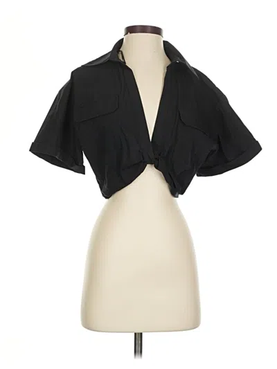 Pre-owned Zara Short Sleeve Turtleneck In Black