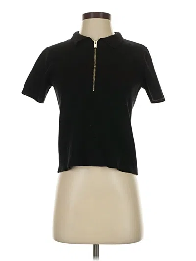Pre-owned Zara Short Sleeve Turtleneck In Black