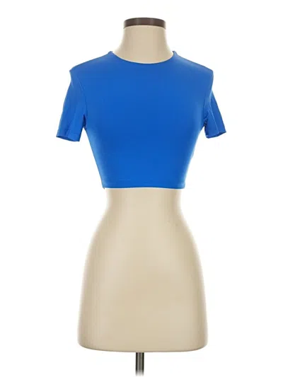 Pre-owned Zara Short Sleeve Turtleneck In Blue