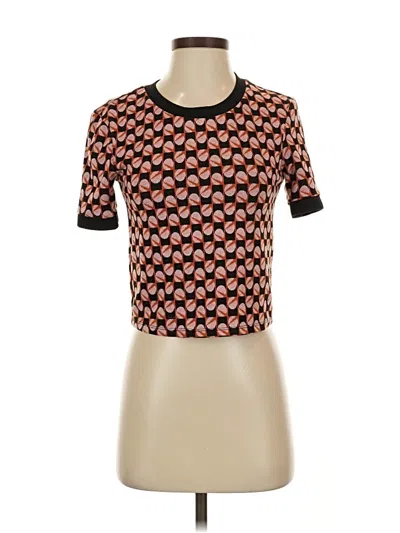 Pre-owned Zara Short Sleeve Turtleneck In Brown