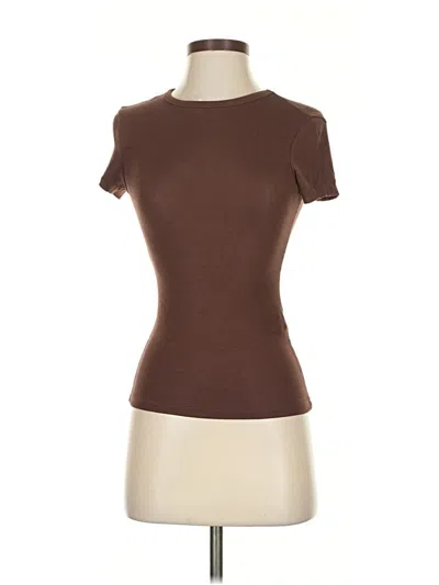 Pre-owned Zara Short Sleeve Turtleneck In Brown