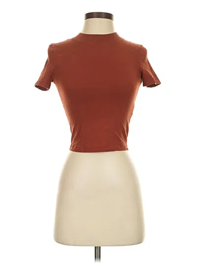 Pre-owned Zara Short Sleeve Turtleneck In Brown