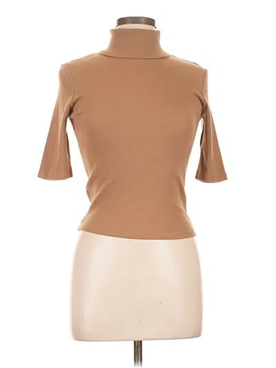 Pre-owned Zara Short Sleeve Turtleneck In Brown