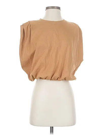 Pre-owned Zara Short Sleeve Turtleneck In Brown