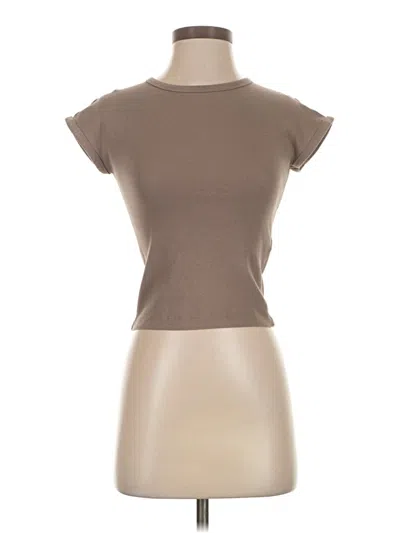 Pre-owned Zara Short Sleeve Turtleneck In Brown