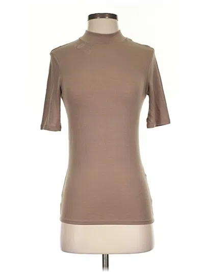 Pre-owned Zara Short Sleeve Turtleneck In Brown