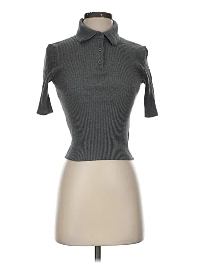 Pre-owned Zara Short Sleeve Turtleneck In Gray