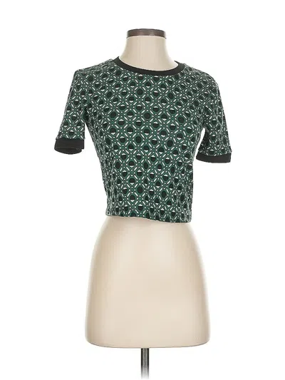 Pre-owned Zara Short Sleeve Turtleneck In Green