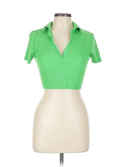 Pre-owned Zara Short Sleeve Turtleneck In Green