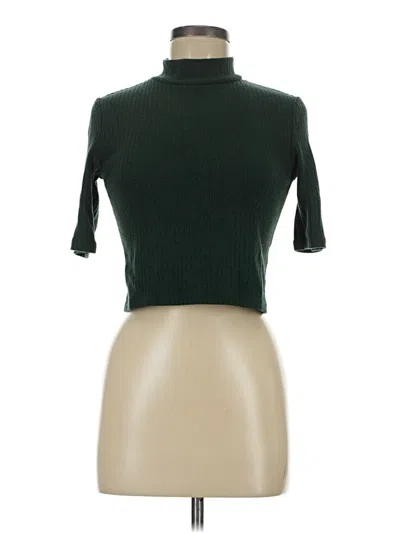 Pre-owned Zara Short Sleeve Turtleneck In Green