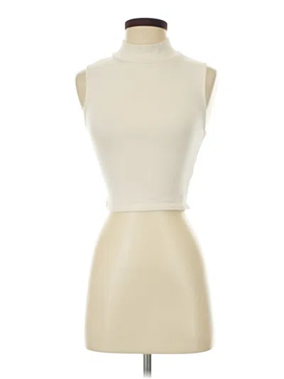 Pre-owned Zara Short Sleeve Turtleneck In Ivory