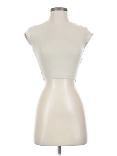 Pre-owned Zara Short Sleeve Turtleneck In Ivory