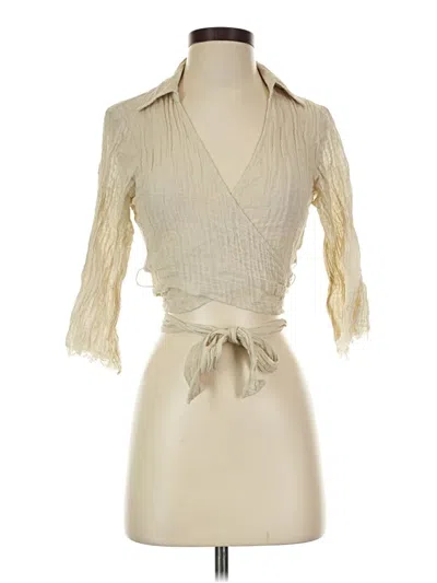 Pre-owned Zara Short Sleeve Turtleneck In Ivory