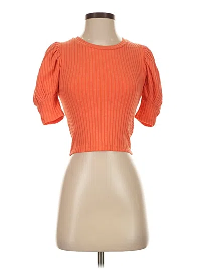 Pre-owned Zara Short Sleeve Turtleneck In Orange