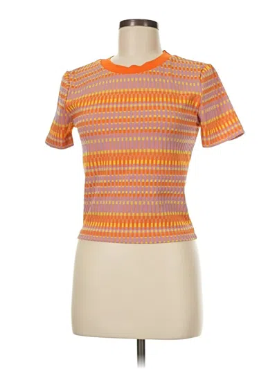 Pre-owned Zara Short Sleeve Turtleneck In Orange