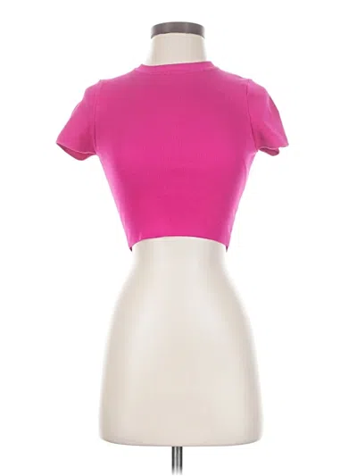 Pre-owned Zara Short Sleeve Turtleneck In Pink