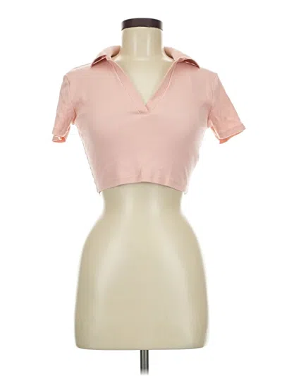 Pre-owned Zara Short Sleeve Turtleneck In Pink