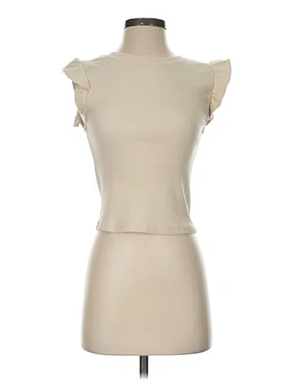 Pre-owned Zara Short Sleeve Turtleneck In Tan