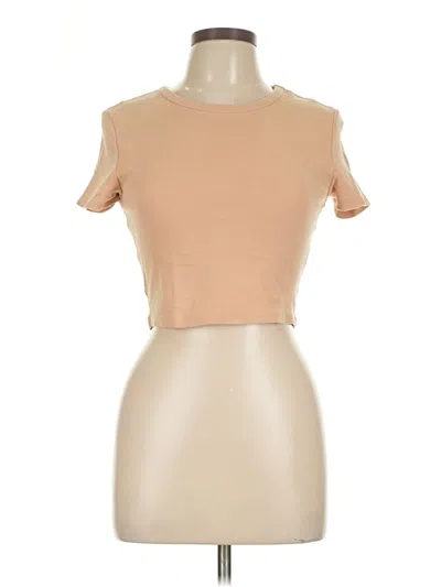 Pre-owned Zara Short Sleeve Turtleneck In Tan