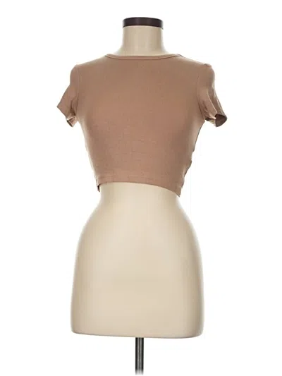 Pre-owned Zara Short Sleeve Turtleneck In Tan