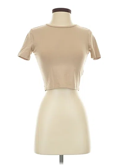 Pre-owned Zara Short Sleeve Turtleneck In Tan