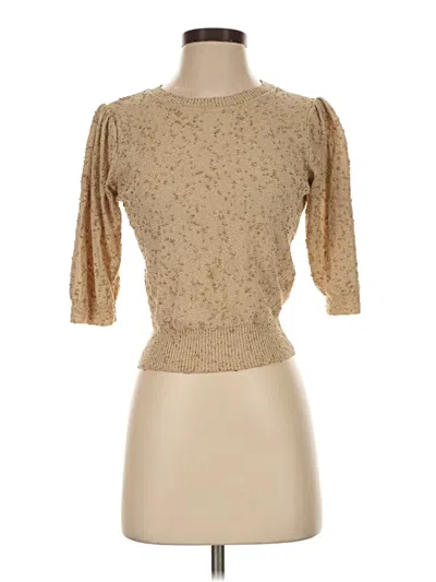 Pre-owned Zara Short Sleeve Turtleneck In Tan