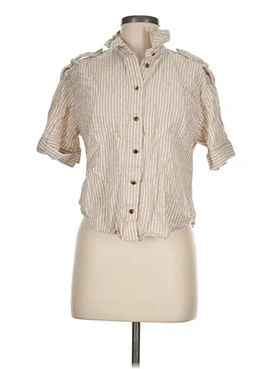 Pre-owned Zara Short Sleeve Turtleneck In Tan