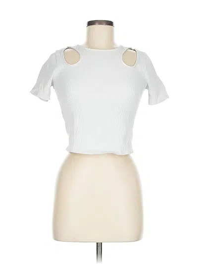 Pre-owned Zara Short Sleeve Turtleneck In White