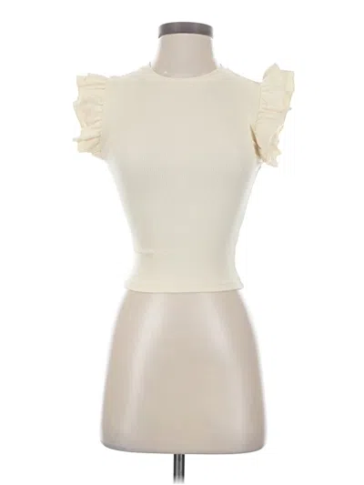 Pre-owned Zara Short Sleeve Turtleneck In White