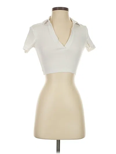 Pre-owned Zara Short Sleeve Turtleneck In White